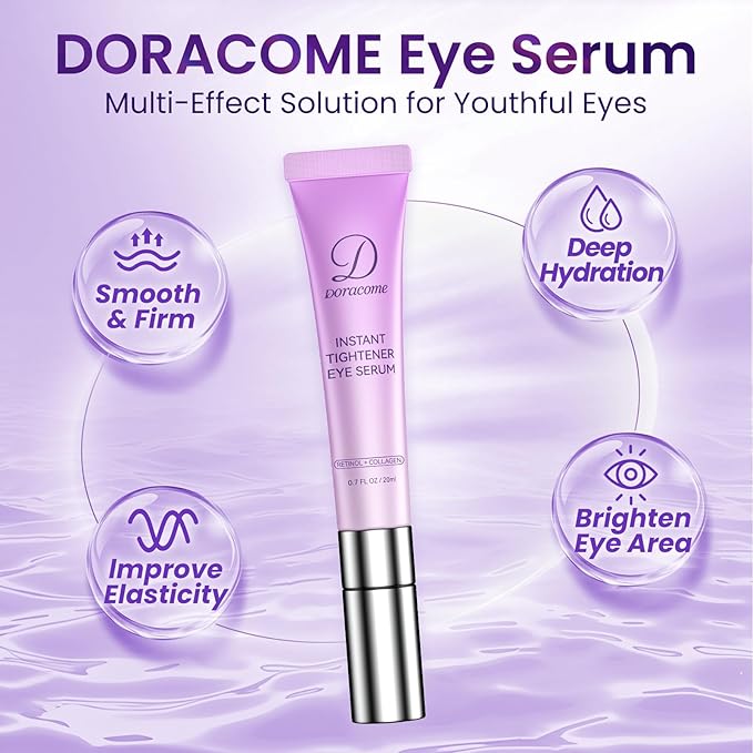 Caffeine & Retinol Eye Serum –Under Eye Serum for Dark Circles and Puffiness, Corrects Puffy Bags, Fine Lines & Wrinkles, 8Hr Hydrating Under Eyes Cream – 0.7 fl.oz