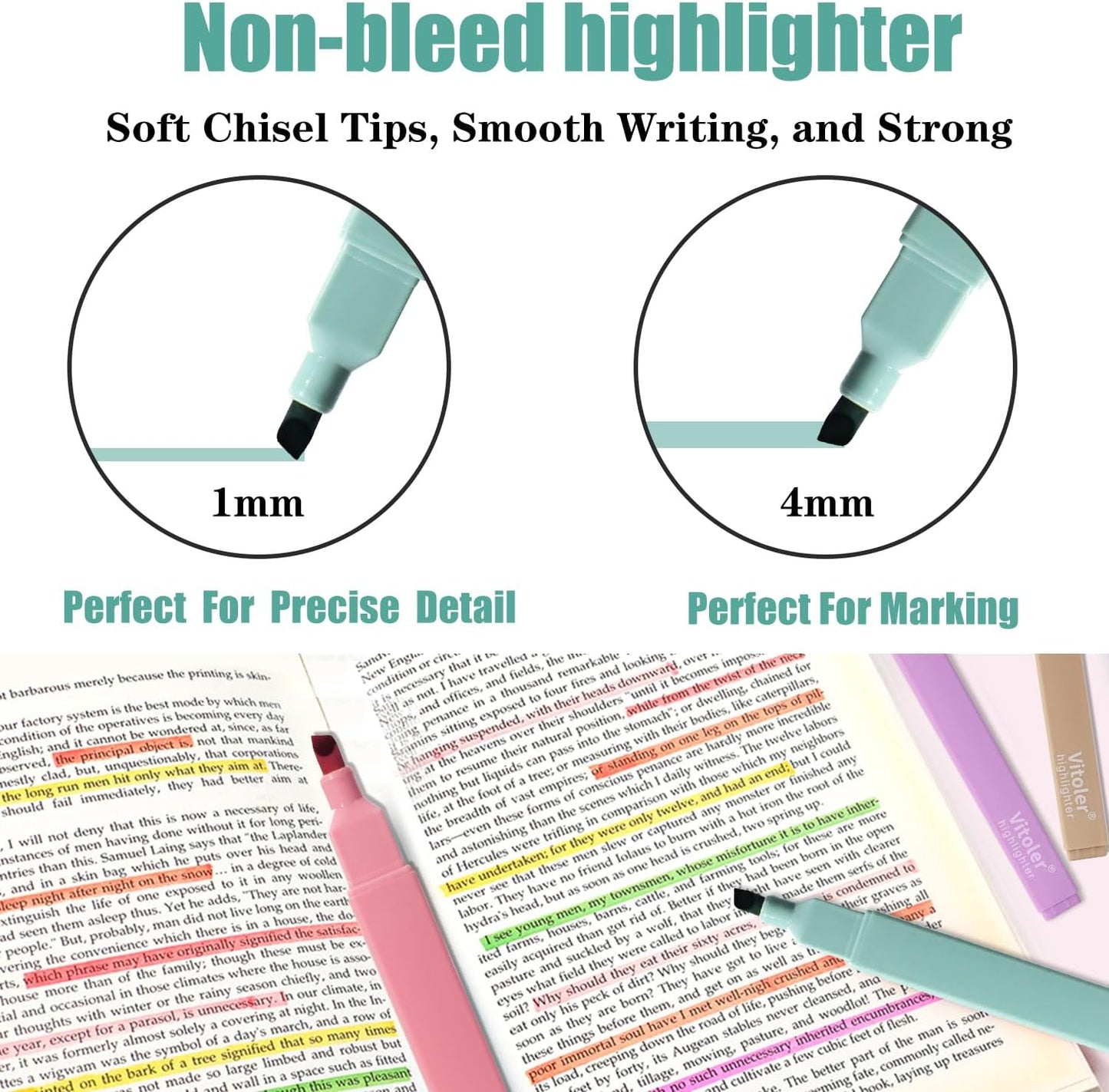 Bible Highlighters,8 Colors pastel highlighters, Cute Pens with Chisel Tip for Journaling Office School Bible Study Supplies