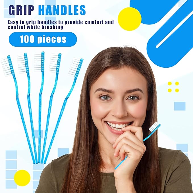 Disposable Toothbrushes with Toothpaste Adult Pre-Pasted Disposable Toothbrushes Travel Toothbrushes with Toothpaste Bulk Toothbrushes Waterless Toothbrush Individually Wrapped Mint-100Pcs