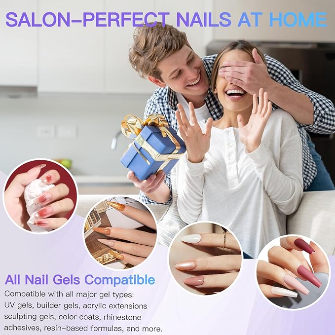 Wisdompark UV LED Nail Lamp 180W, UV Light for Gel Nails with 45Pcs Lamp Beads and Automatic Sensor/4 Timer Settings Professional Nail Dryer for Gel Polish Manicure Art Tools for Home Salon