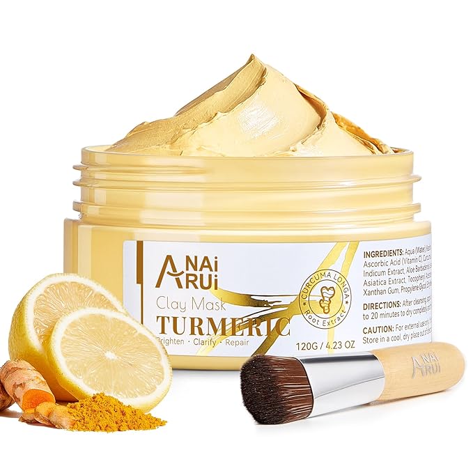 ANAI RUI Vitamin C Face Mask with Turmeric and Kaolin Clay & Vitamin C Face Moisturizer with Turmeric, Anti-Aging Facial Cream