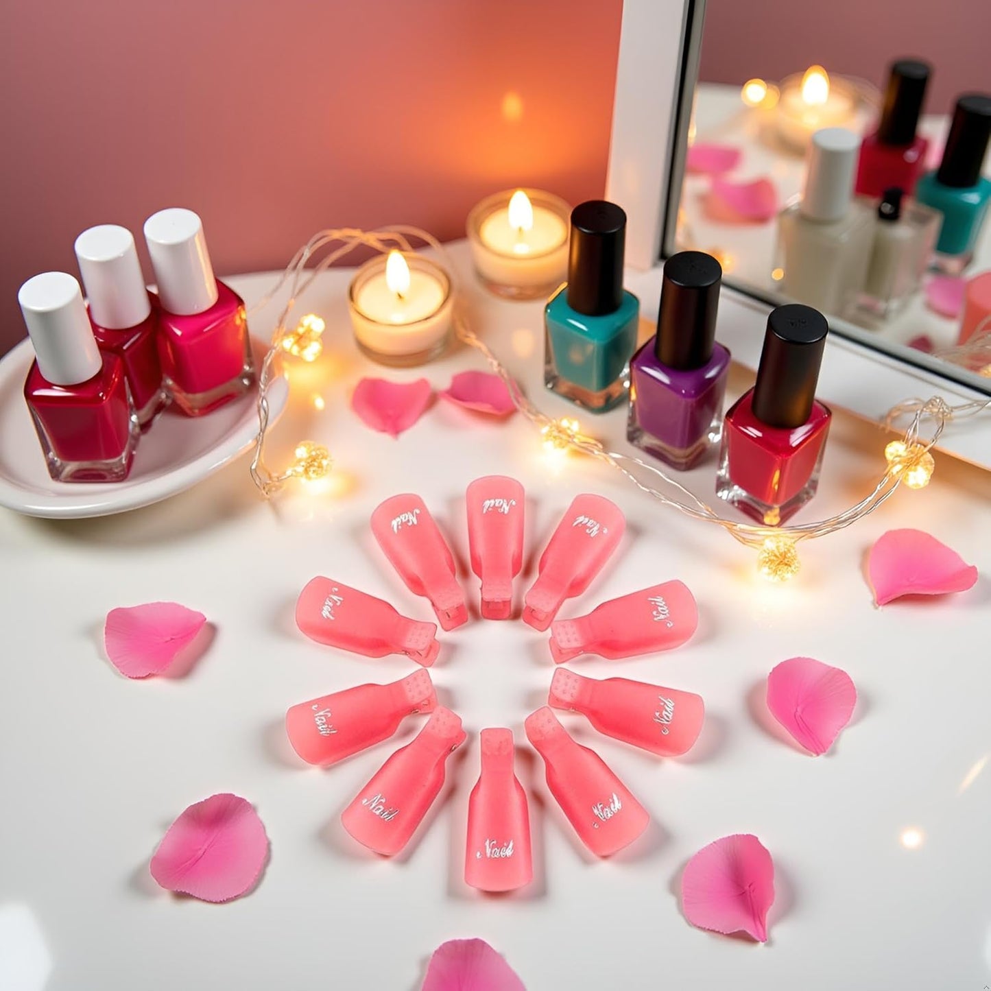 10 Pcs Pink Plastic Acrylic Nail Art Soak Off Cap Clip UV Gel Polish Remover Wrap Tool Gel Nail Polish Remover Clips for Fingernail Removal Soak Off Clips Wrap Cleaner Cap Clip Nail Polish Removers