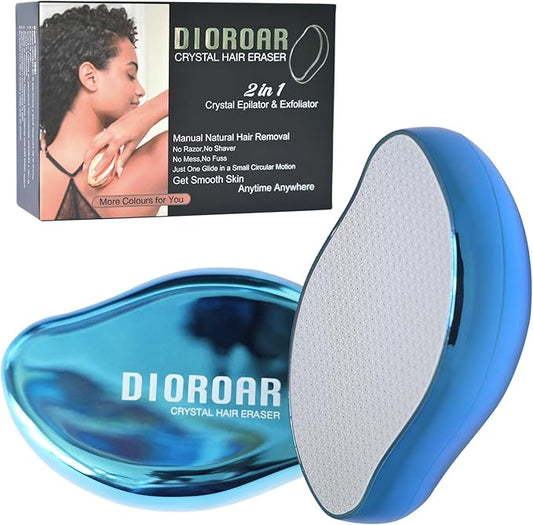 Crystal Hair Eraser,Upgrade Crystal Hair Remover,Physical Nano Glass Hair Removal Device,Painless Epilator and Exfoliator Without Shaver for Quick Soft Silky Skin(Royal Blue)