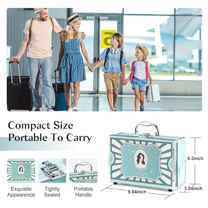 All In One Makeup Kit For Girls, Beginner Makeup Kit For Teens Make up Kit For Little Girls Full Set Make Up Kits For Women Cosmetic Set 18 Color Eyeshadow Eyeliner Lipgloss Blush Mirror - Green