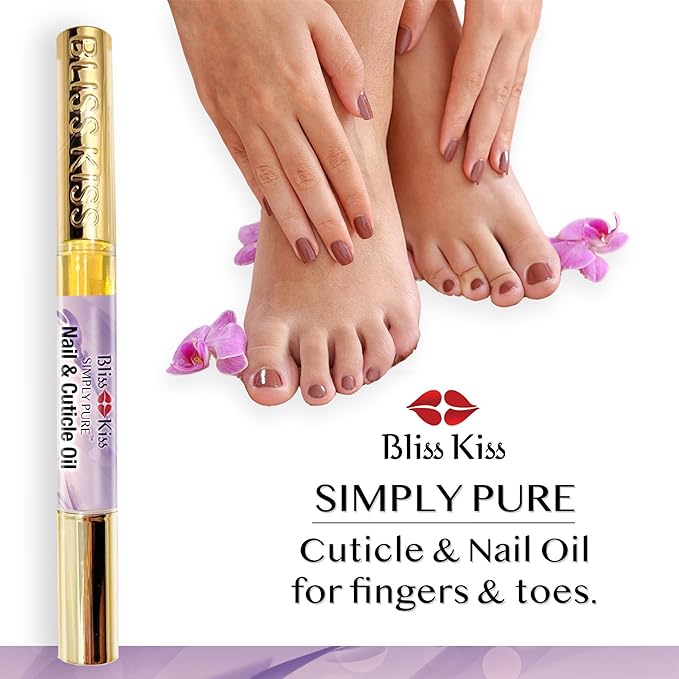 Bliss Kiss | 4 Lavender Vanilla | Oil Cuticle Pen w/Vitamin E & Jojoba⏤Nail Strengthener Nail Growth Serum for Brittle Peeling Breaking Thin Nails