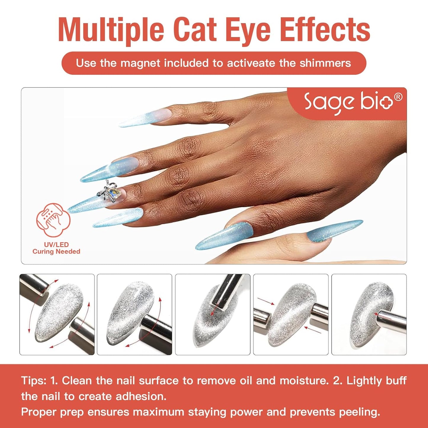 15ml Cat Eye Gel Nail Polish with Magnet Shimmer Glass Bead Effect 14