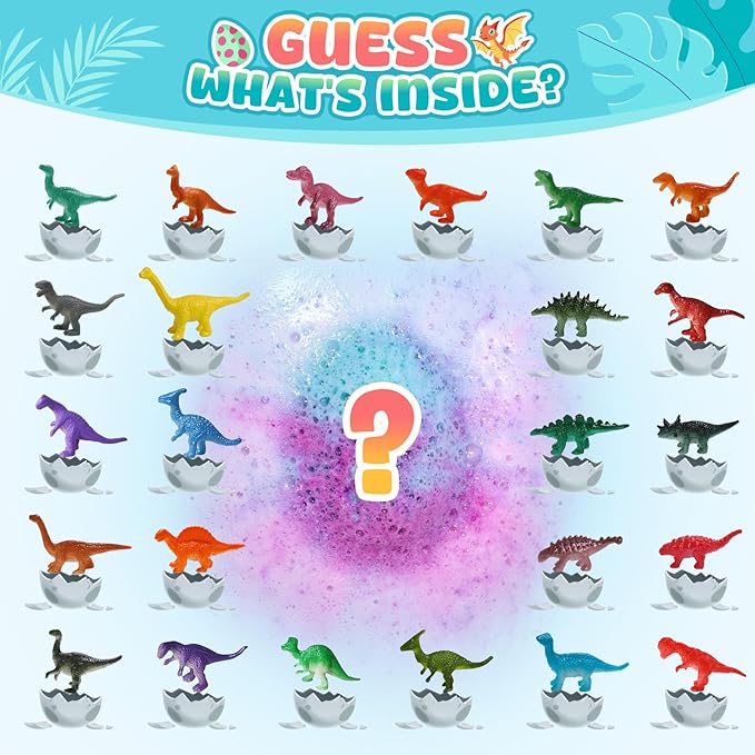 Dinosaur Bath Bombs for Kids with Surprise Inside, Christmas Stocking Stuffers for Kids, 9 Pack Bath Bombs Gift Set, Natural Organic Kid Bubble Bath Fizzy for Girls Boys with Bath Toys Inside