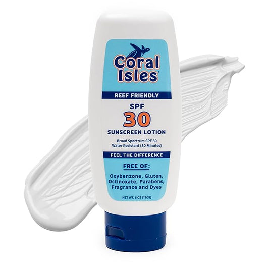 Sunscreen SPF 30 | Hawaii Compliant as Reef Safe | Octinoxate & Oxybenzone Free | Broad Spectrum UVA/UVB Protection | Water Resistant 80 Min. | Fragrance Free | 6 Fl Oz (Pack of 1))