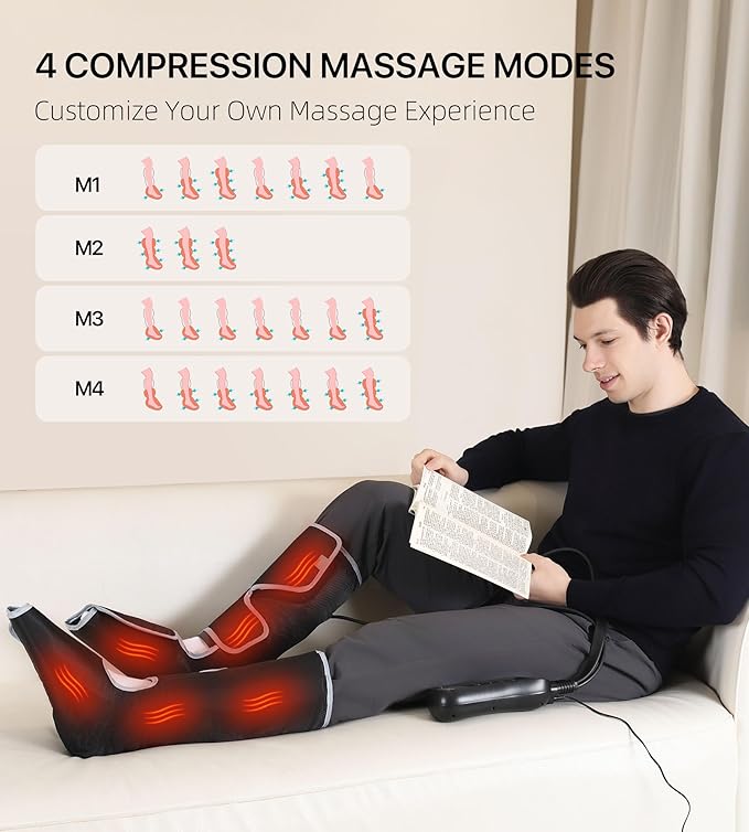 ALLJOY Leg Massager for Circulation and Pain Relief FSA, Gifts for Dad Mom Mothers Day Fathers Day, Leg Massager with Heat and Compression Helpful for Vericose Veins, Fatigue, Cramps, Swelling, Edema
