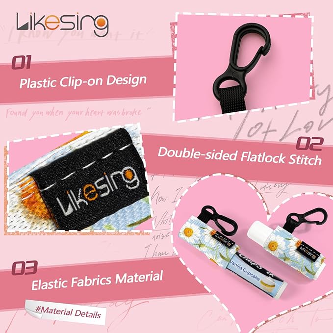 Chapstick Holder Key Chain, Lip Balm Holder for Chapstick Lip Gloss, Elastic Sleeve Chapstick Keychain Holder for Keys Purse Lanyard Gift for Women Girls (Daisy, 4pcs)