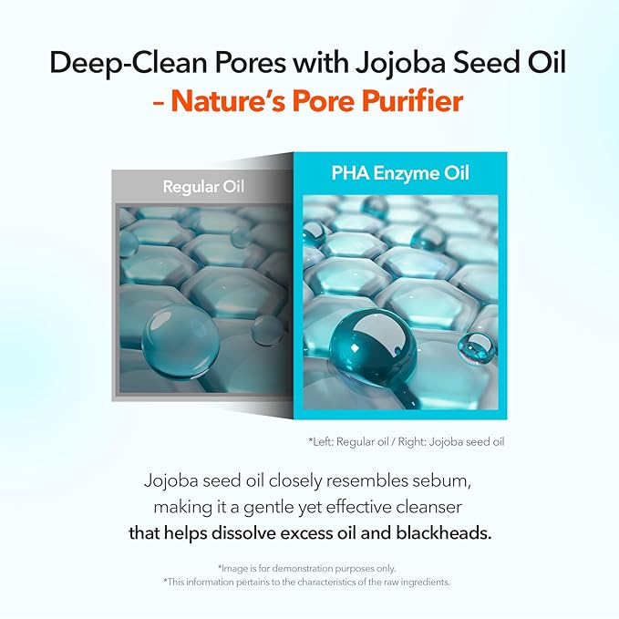 Cell Fusion C PHA Enzyme Pore Cleansing Oil, Makeup Remover with Enzyme, PHA & Jojoba Oil, Removes Blackheads & Sebum, Lightweight Facial Cleanser, 6.76 fl.oz / 200ml