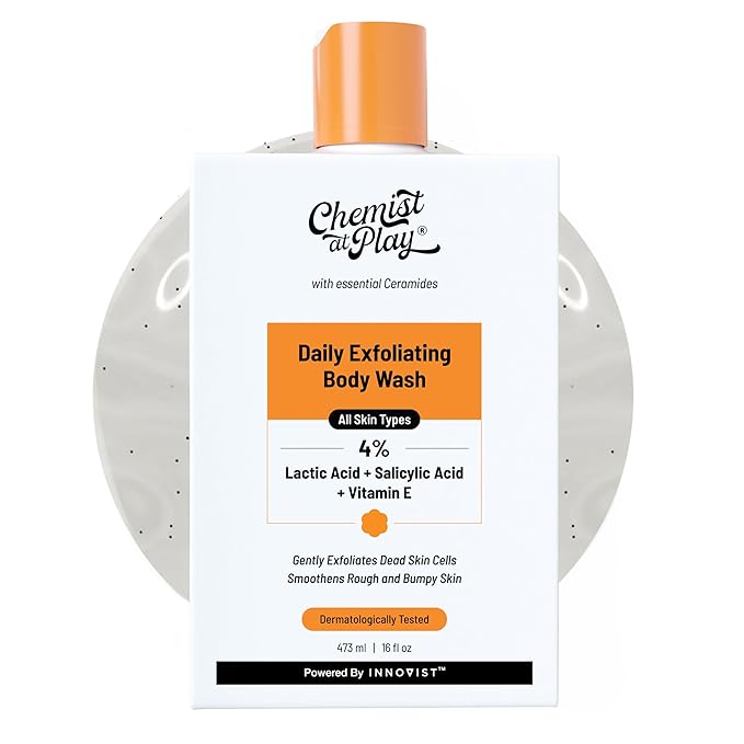 Body Wash Exfoliating For Dry Rough Bumpy Strawberry Skin With 1% Salicylic Acid 2% Lactic Acid And Ceramides For Men And Women 15.9 Fl oz