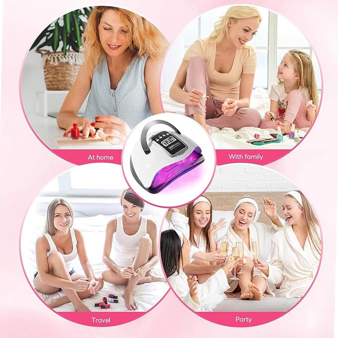 280W UV LED Nail Lamp, Nail Dryer for Gel Polish with 66pcs Lamp Beads and Automatic Sensor 4 Timer Setting Professional Nail Art Tools
