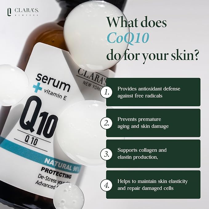 CLARA'S NEW YORK Glycolic Acid Facial Serum with Vitamin E for Exfoliating Smoothing Glowing Face Skin - Made in USA 30ml (1Fl/Oz) (Q10)