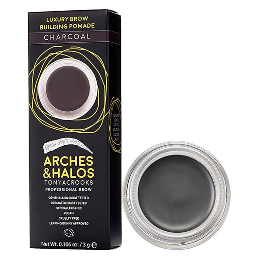 Arches and Halos Luxury Brow Building Pomade - Vegan Eyebrow Pomade - Creamy, Long Wearing Color for Clean, Defined Brows - Charcoal - 0.1 oz
