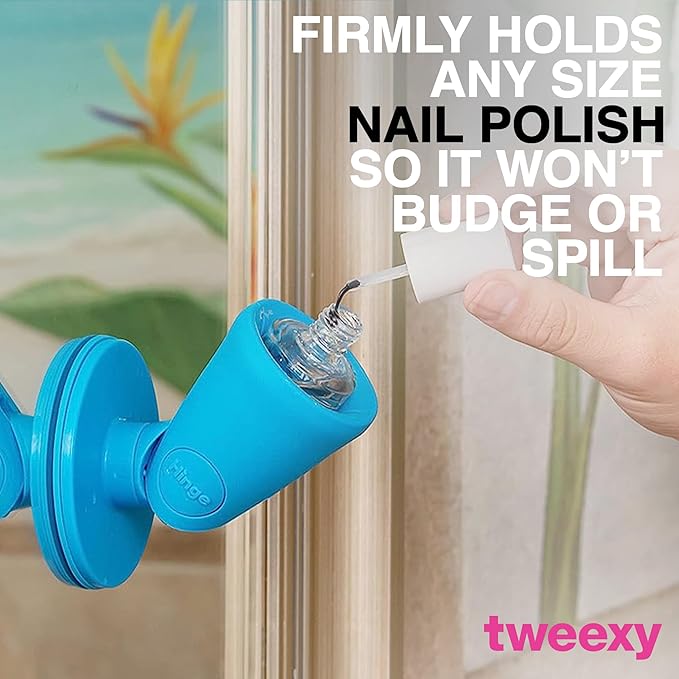 tweexy Hinge Untippable Nail Polish Bottle Holder | Anti-Spill Nail Polish Holder Stand, Tilted, IntelliStick Airlock Suction | Fingernail Painting, Nail Art Tools | Nail Polish Accessories (Beach Glass)