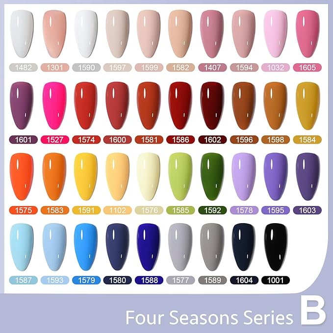 GAOY 42 Pcs Gel Nail Polish Kit, Pink White Red Jelly Nude Colors All Seasons Gel Nail Polish Set with Glossy & Matte Top Coat and Base Coat for Salon and DIY Manicure at Home