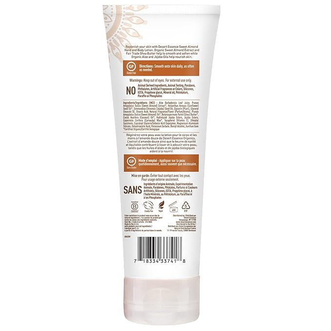 Desert Essence Hand and Body Lotion, Sweet Almond, 8 oz