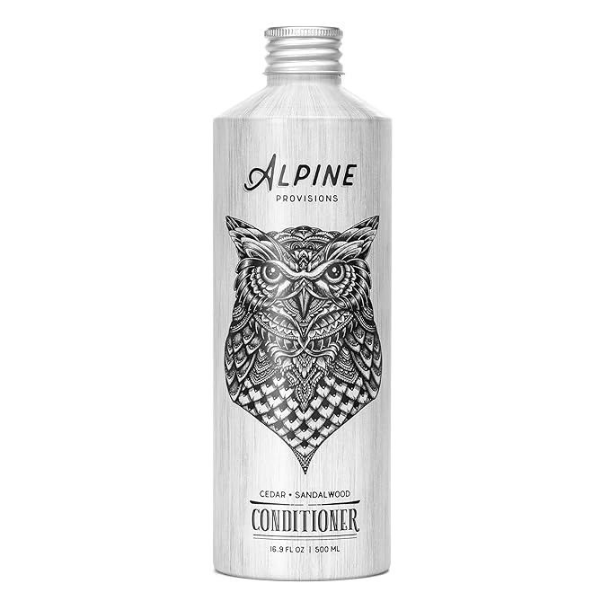 Alpine Provisions Cedar & Sandalwood Conditioner - Naturally Moisturize, Repair, & Strengthen with Essential Oils, Sunflower oil & Aloe Vera, Vegan, Sulfate - Plant-Based Hair Care - 16.9 FL Oz