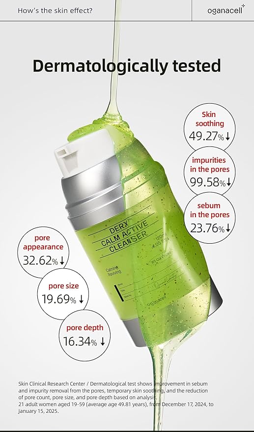 DERX Facial Cleanser for Sensitive & Oily Skin – Calm Cleansing Foam with Plant Tannin, Redness Relief & Oil Control, Oxygen Bubble Technology, Korea Skincare