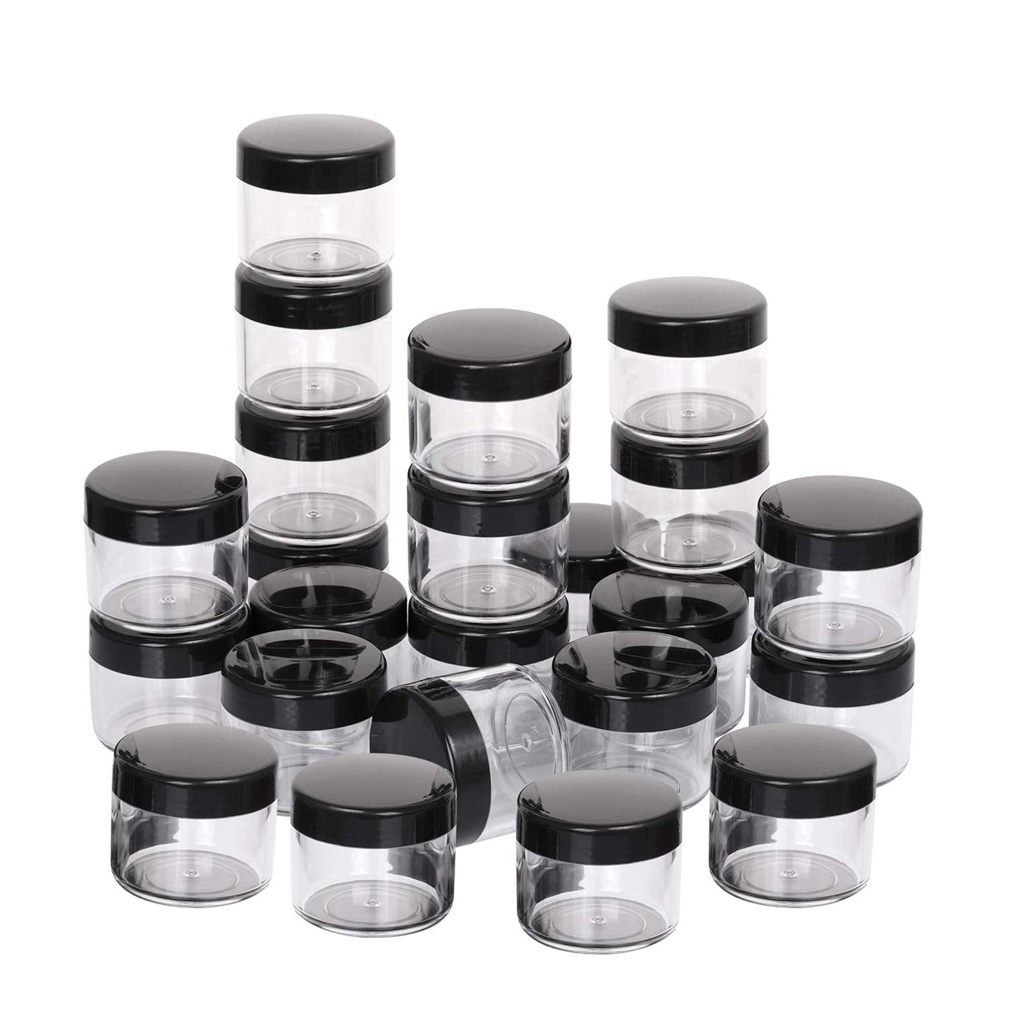 100 Count Refillable Cosmetic Containers with Lids 20 Grams Black Makeup Sample Jars for Beauty Products - Black