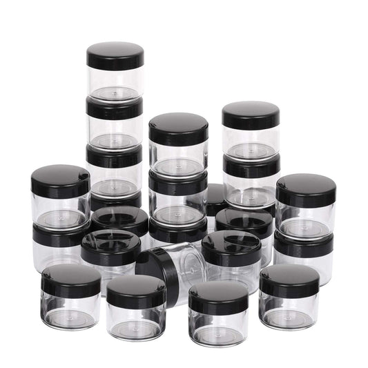 100 Count Refillable Cosmetic Containers with Lids 20 Grams Black Makeup Sample Jars for Beauty Products - Black