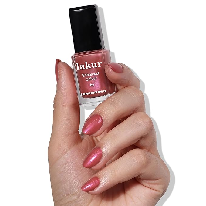 LONDONTOWN lakur Nail Polish - Chip-Resistant, Non-Toxic, Conditions & Hydrates Nails Glossy Flushed Red Chrome, Slopeside, .40 fl oz