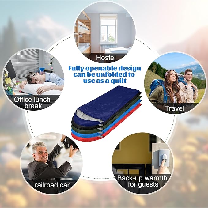 24 Pcs Sleeping Bags for Adults Bulk Lightweight Waterproof Backpacking Camping Sleeping Bag with Compression Sack, Portable Compact for Winter Hiking Outdoor Camping Essential