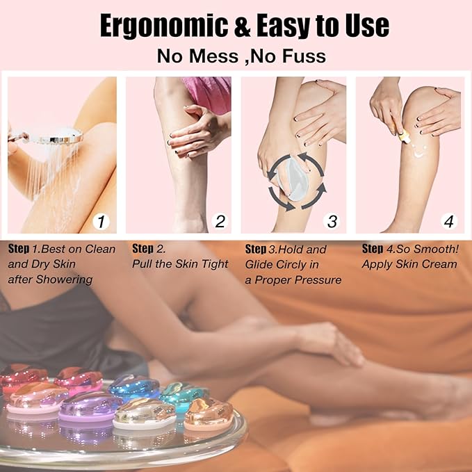 Crystal Hair Eraser,Upgrade Crystal Hair Remover,Physical Nano Glass Hair Removal Device,Painless Epilator and Exfoliator Without Shaver for Quick Soft Silky Skin(Silver)