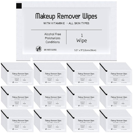 150 Pcs Makeup Remover Wipes Bulk Waterproof Makeup Wipes Individually Wrapped Face Wipes for Women Gentle Facial Cleansing Towelettes for Travel Hotel Skin Mascara Lipstick Oil Dirt (White)