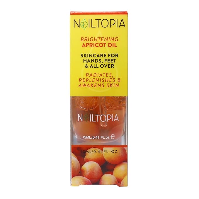 Nailtopia Fresh Apricot Oil - Nail and Cuticle Oil - Anti-Aging Dry Skin Softener for Cuticles - Nail Repair and Cuticle Care Treatment - 0.41 oz (Pack of 2)