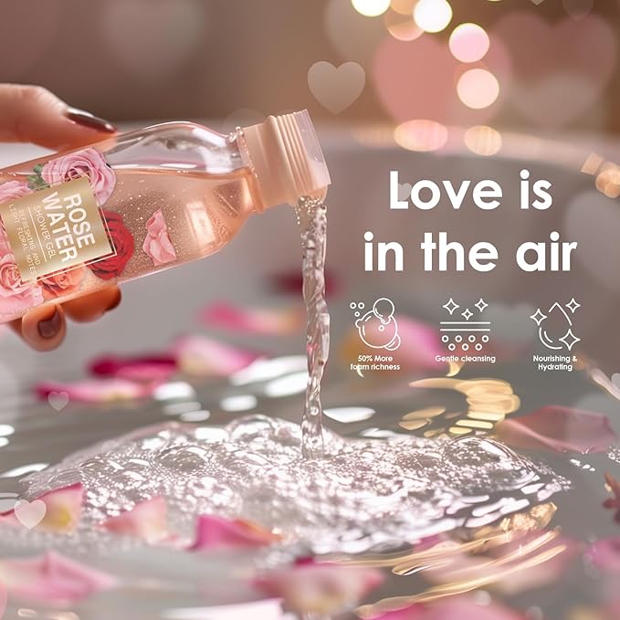 Body & Earth Spa Baskets for Women - 5 Piece Rose Scented Bath Sets with Shower Gel, Body Scrub, Body Lotion, Hand Soap, Mothers Day Gifts for Mom