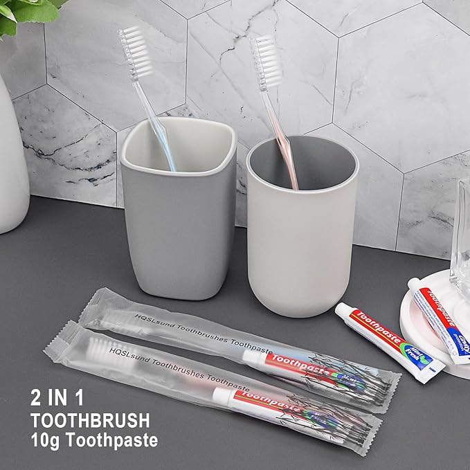 30 pcs Disposable Toothbrushes with Toothpaste Individually Wrapped 2 Colors Bulk Toothbrush and Toothpaste 10g for Homeless,Shelter,AirBnb,Hotel