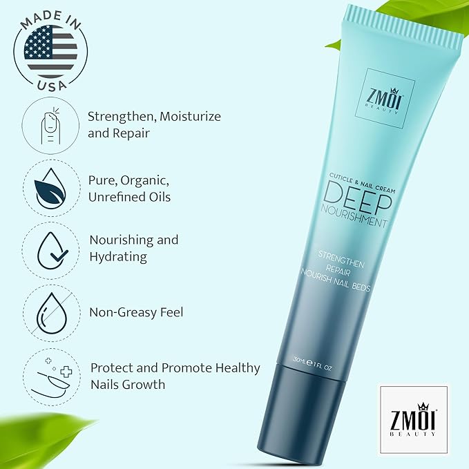 Cuticle & Nail Cream Treament, Deep Nourishing - USA Made - Daily Repair Nail Care w/Organic Shea Butter, Jojoba Oil - Soften Cuticles, Strengthen Nails, Hydrating (Pack of 2)