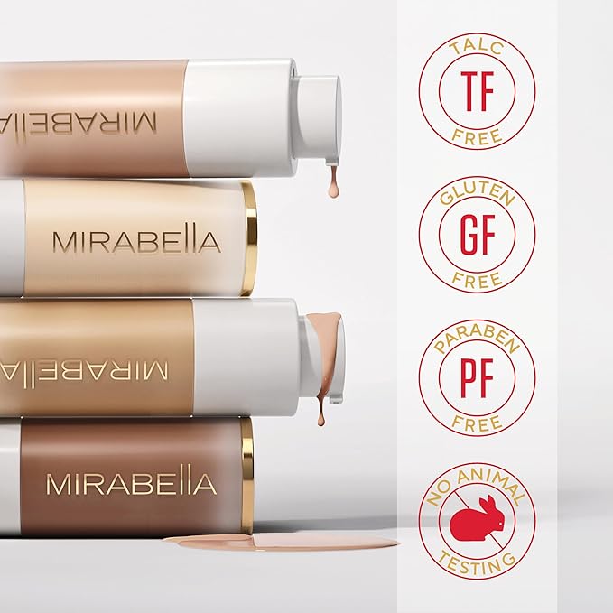 Mirabella Invincible For All HD Liquid Foundation - Anti-Aging Full Coverage Liquid Face Makeup - Moisturizing, Hydrating & Lightweight Foundation for All Skin Types (Porcelain P10)