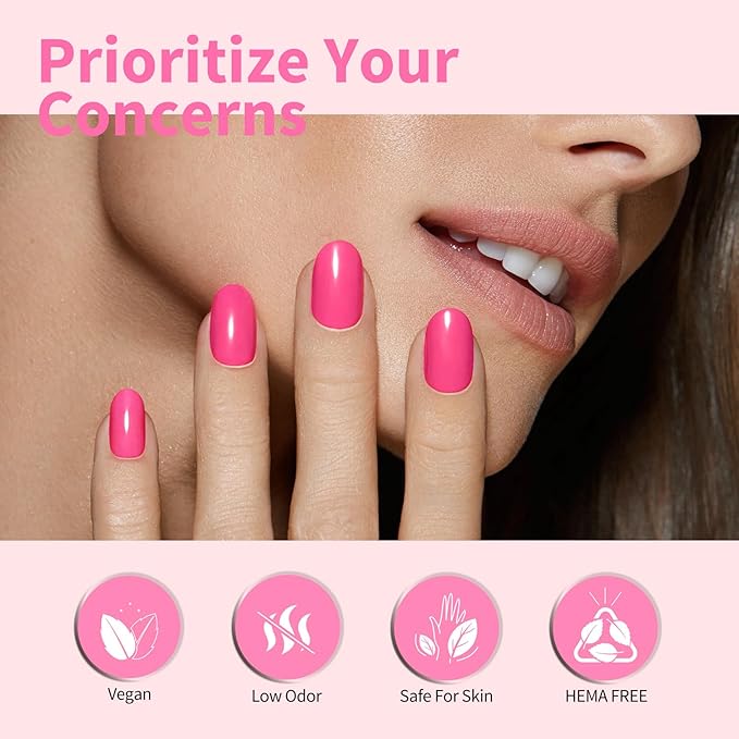 CANNI 6 Colors 9 ML Hema-Free Pink Gel Nail Polish Set, Hot Pink Purple Gel Polish Kit Light Baby Neon Colors, Soak Off LED Manicure Kit DIY at Home Salon Gifts