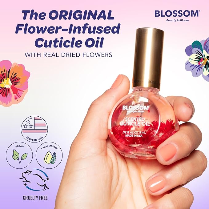 Blossom Cuticle Oil for Nails, Hydrating, Moisturizing, Scented Nail Oil Cuticle Care, Infused with Real Flowers, Made in USA, 0.5 fl. oz, Lavender