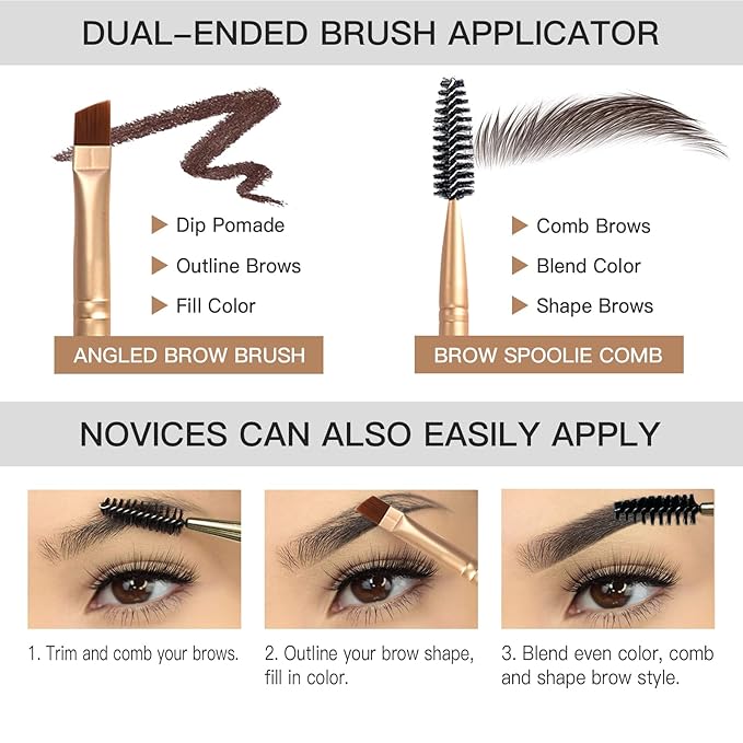 2Pcs Brow Pomade Set with Dual-ended Eyebrow Brush, High pigment Water proof Natural finish Eyebrow Makeup Set with Eyebrow Brush for Women and Girls（09#）
