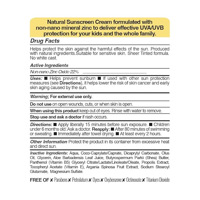 Bee and You Kids 100% Natural SPF 50 Mineral Sunscreen for Kids, Face and Body, Water Resistant, Sun Protection with Zinc Oxide & Bee Propolis, Hypoallergenic, 2.7 oz (80 mL)
