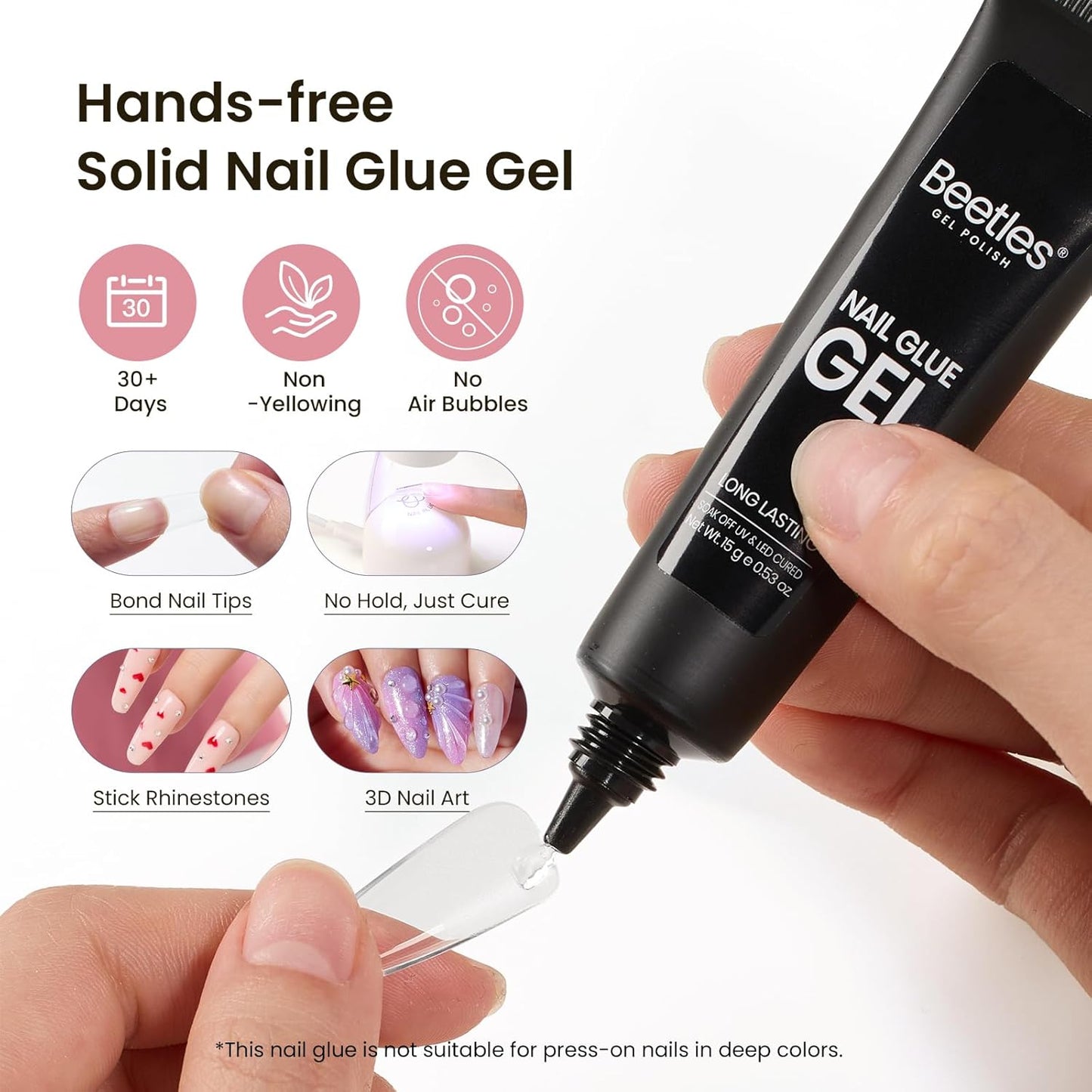 Beetles Gel Nail Kit Long Coffin with Nail Dehydrator and Primer, 576Pcs Half Matte Etch-X Gel Nail Tips Solid Nail Glue Mini Nail Lamp Acrylic Nail Tips Easy DIY Nail Extension Set Gift for Women