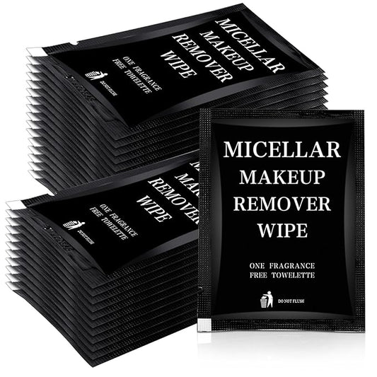 Ctosree 150 pcs Makeup Remover Wipes Bulk Individually Wrapped Makeup Wipes Single Remover Cloth Facial Cleansing Pads for Mascara Lipstick Oil Dirt Face Skin Travel Hotel(Black)