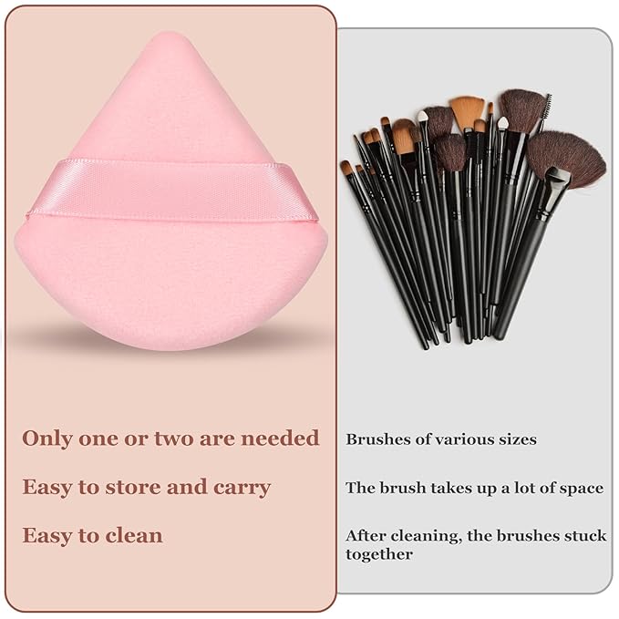 Colovis 48 PCS Powder Puff, Face Soft Makeup Sponge, Velour Triangle Powder Puff for Foundation, Makeup Puff Setting Makeup for Loose Powder, Beauty Tools(Pink)