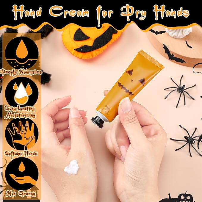 12 Pack Halloween Hand Cream Gift Sets for Women Ghost Mini Hand Lotion Bulk Travel Size Moisturizing Cream Halloween Party Favors Gifts for Stocking Stuffers 6 Natural Plant Fragrances