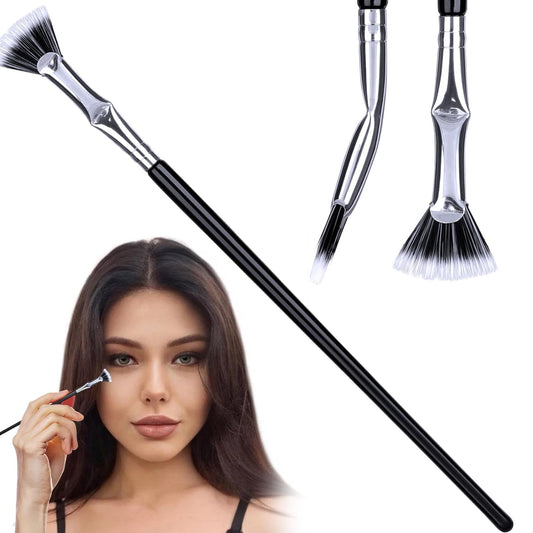 1 Pcs Folding Angle Scalloped Lash Brush, Eyelash Comb Separator, Multifunctional Mascara Fan Brush, Soft Bristles Makeup Tool for Upper Lower Eye Lash (Black)