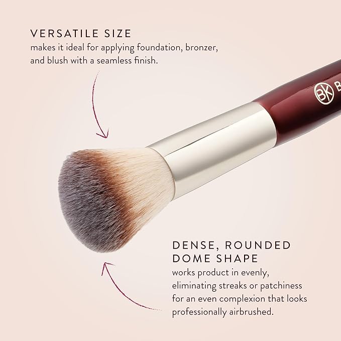 BK BEAUTY 106 ROUND FOUNDATION BRUSH – Dense Dome Shape for Liquid & Cream Foundation, Seamless Streak-Free Application, Multi-Use Face Makeup Tool