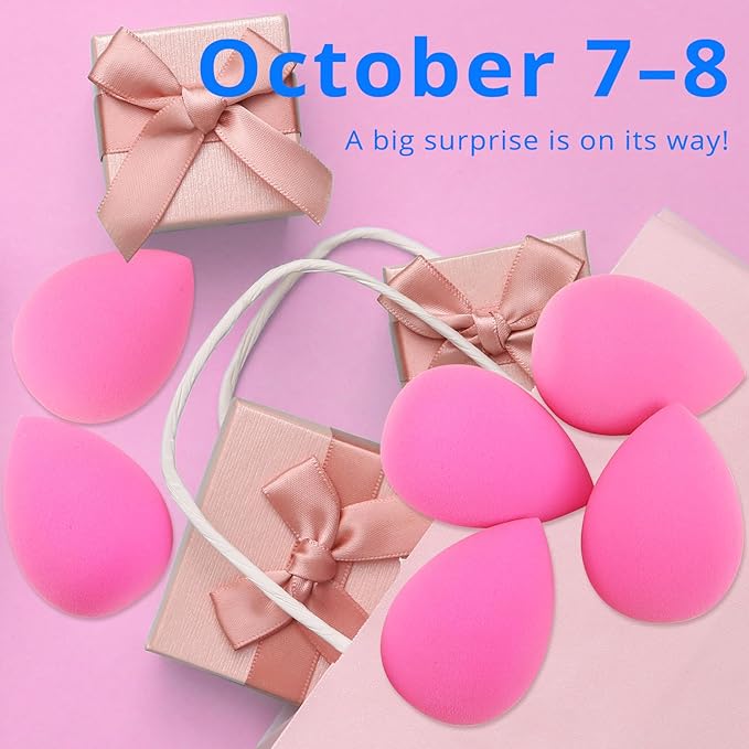 BEAKEY Super Soft Makeup Sponge Set of 6, Makeup Sponges for Foundation, Liquid, Cream and Powder, Pink Beauty Sponge for Blending, 0 Latex Blender