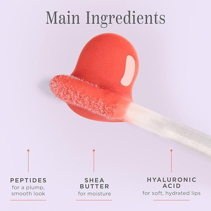 Côte Beauty's Peptide Lip Shine in Lyla, Ultra Hydrating & Long-Lasting Coral Plumping Lip Gloss for Women with Hyaluronic Acid, Shea Butter & Jojoba Oil, Vegan & Cruelty-Free, 0.12 Fl Oz
