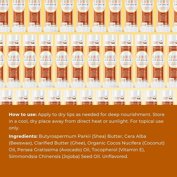 All Natural Lip Balm For Very Dry Lips | Hydrating & Moisturizing Lip Balm with Shea Butter, Ghee, Jojoba Oil, Coconut Oil | Chapped Lips & After Sun Care | BioSerene (4.5 gms/tube, Natural)