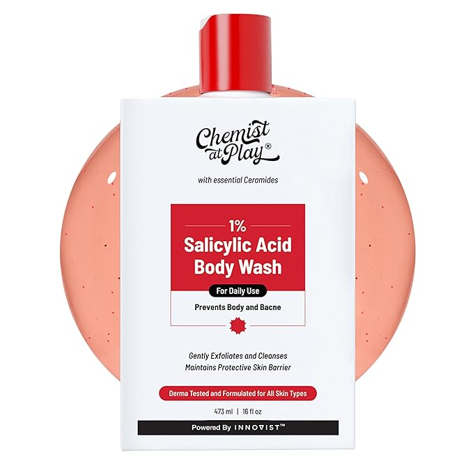 1% Salicylic Acid Body Wash | Paraben & SLS Free | Gentle Exfoliating Shower Gel | Prevents Body Acne, Bumpy Skin & Deep Cleanses Skin | For Men & Women | 15.9 Fl oz