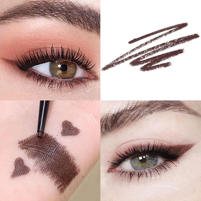 10PCS Brown Automatic Waterproof Inner Eyeliner, Eyeshadow & Eyebrow Pencil – Multi-Use Cream Pen for Liner, Shadow & Brows